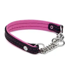 Halsb&#229;nd m/kjetting Sort/rosa 18mmx60cm