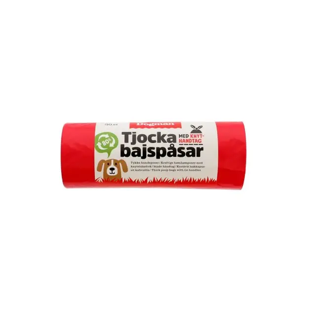 Bajspåse m knythåndtak Rød 