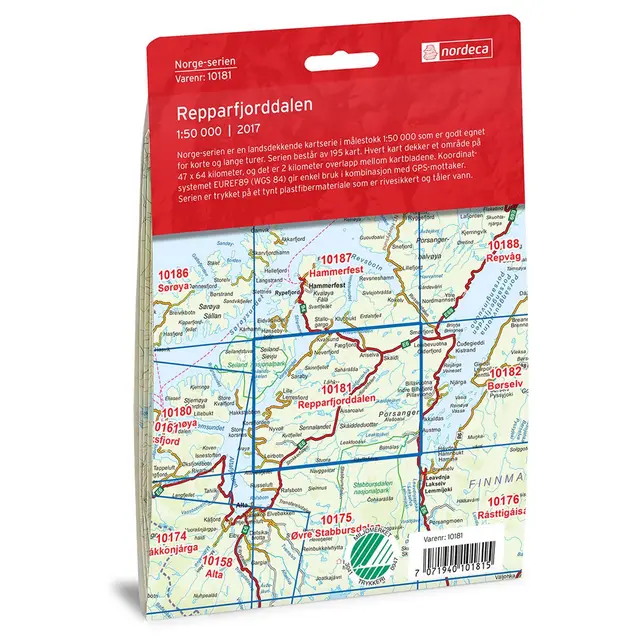 Kart 10181 Repparfjorddalen 1:50 000 