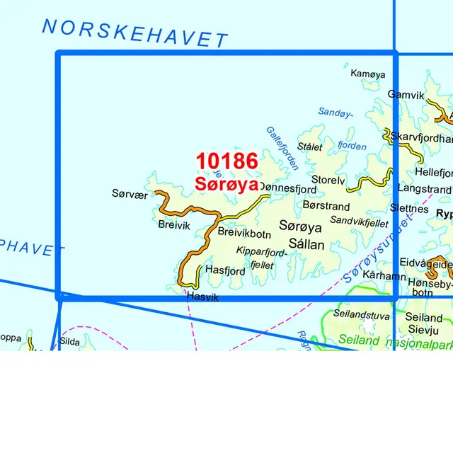 Kart 10186 Sørøya 1:50 000 