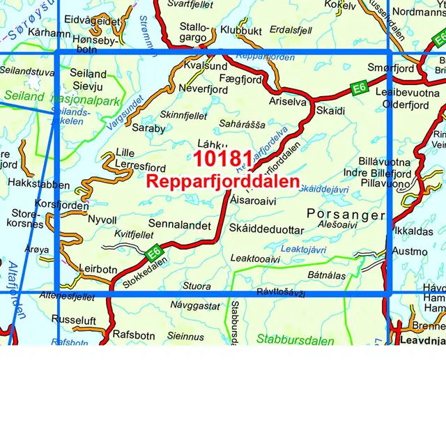 Norge-serien REPPARFJORDDALEN 1:50000 