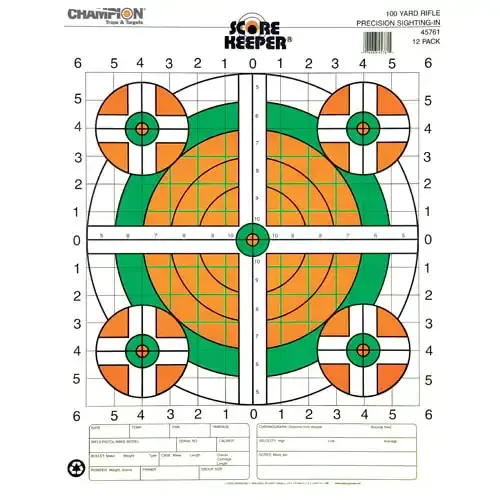 Innskytningsskive 5 blinker For rifle, 100 yard (91,44m) 