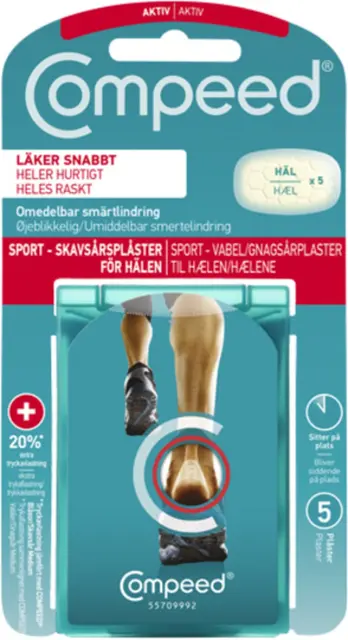 Compeed Gnagsårplaster sport For hæl - ekstra beskytelse - 5stk 